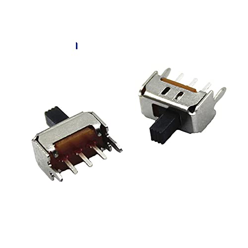 SaDity 100Pcs SS12D07 Mini Vertical Slide Switch 1P2T 3 Pin Toggle